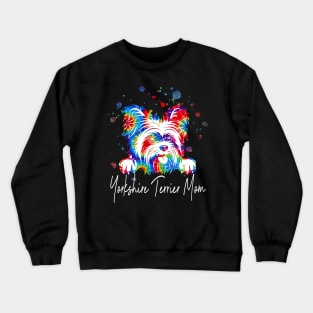 Yorkshire Terrier Dog Colorful Rainbow Crewneck Sweatshirt